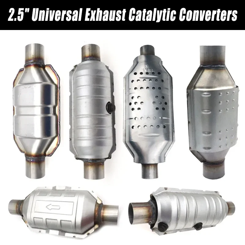 

2.5" Universal Exhaust Catalytic Converters w/Guard Shield For Ford/Chevrolet Silverado Stainless Steel