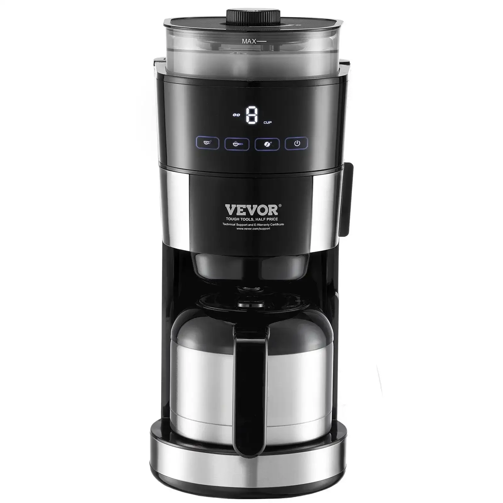 8-Cup Coffee Maker Drip Coffee Machine with 3 Brew Strength Control