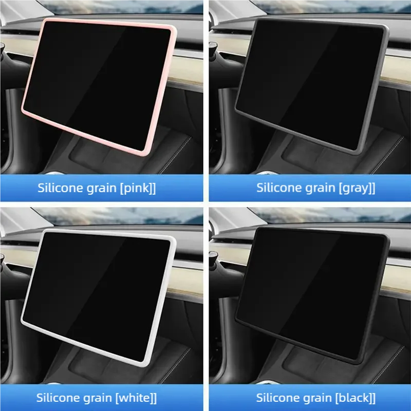 For Tesla Model 3/Y Navigation Screen Protector Silicone Frame Central Control Accessories Car Collision Prevention