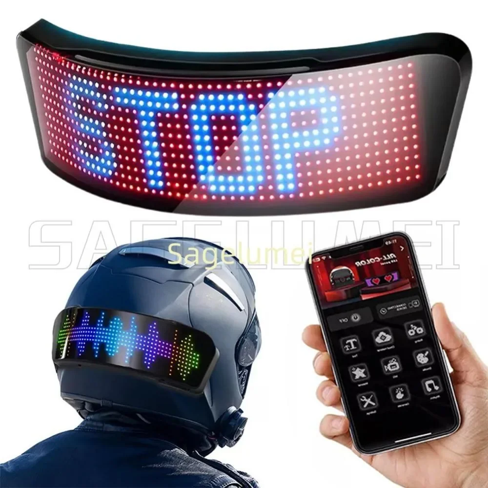 2026 لتقوم بها بنفسك Led خوذة عرض خوذة دراجة نارية تحذير ضوء ليلة ركوب RGB خوذة الدراجة البخارية الضوء الخلفي APP شاشة LED قابلة للبرمجة #3