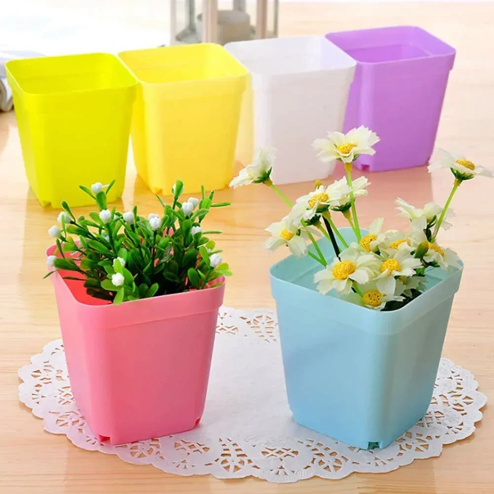 Candy Color Mini Basin Square Flower Pot Succulent Plant Trays DIY Transplant Flowerpot Planters Grow Pot Home Office Decor