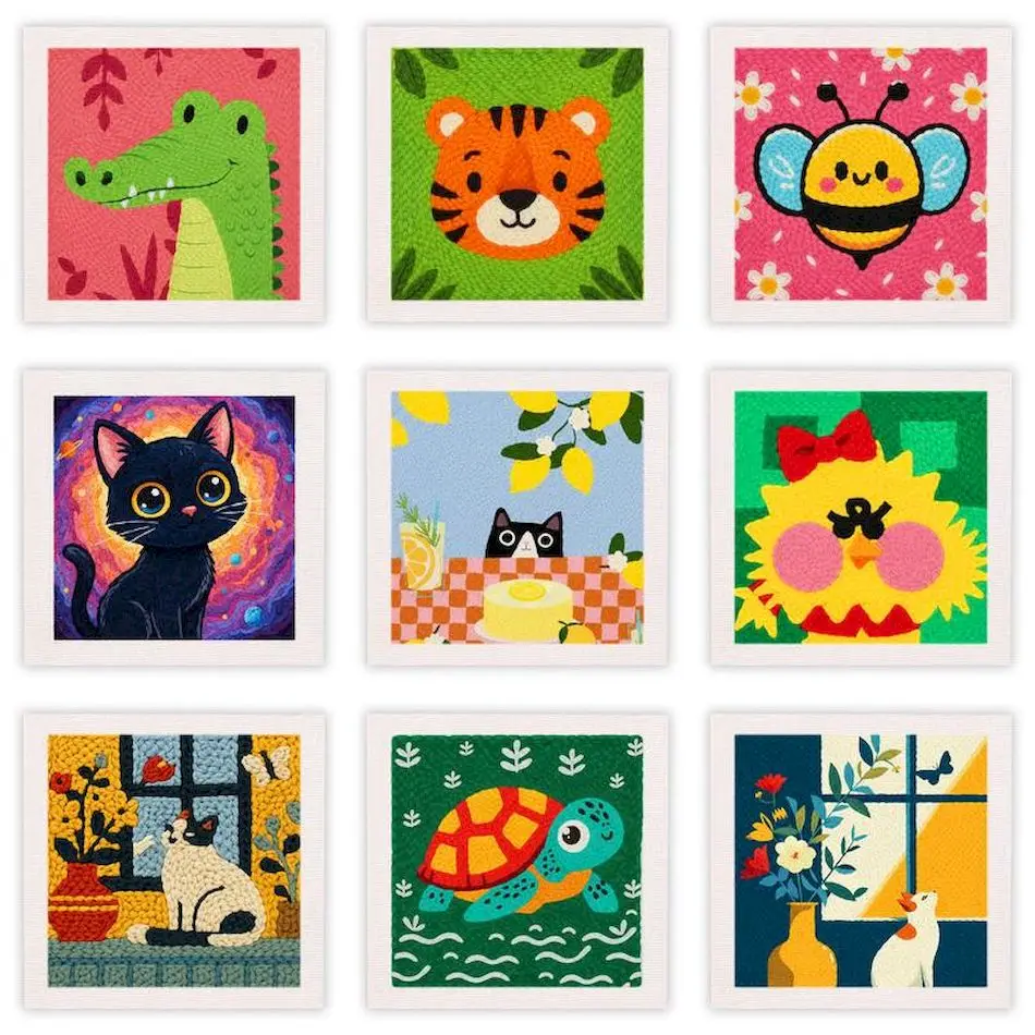 

GATYZTORY embroidery punch needle starter kit animals 25x25cm embroidery and creativity punch needle package Sewing kits crafts