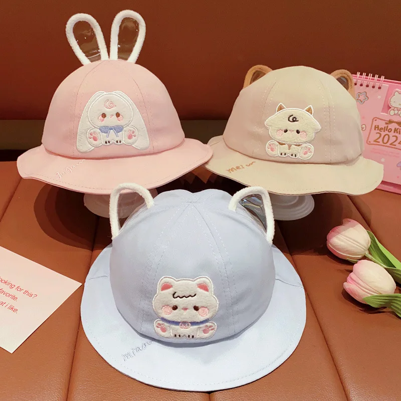 

Summer Baby Girls Hat Newborn Infant Cute Cartoon Embroidered Cap Outdoor Children Travel Boys Fisherman Bucket Cotton Toddler