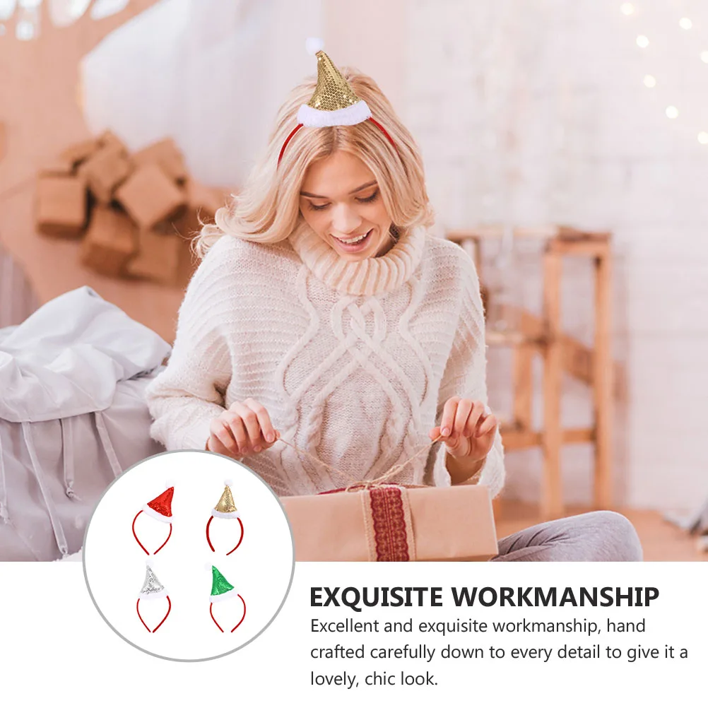

4 Pcs Holiday Party Hat Headband Headgear Festive Cotton Hats Christmas Headbands