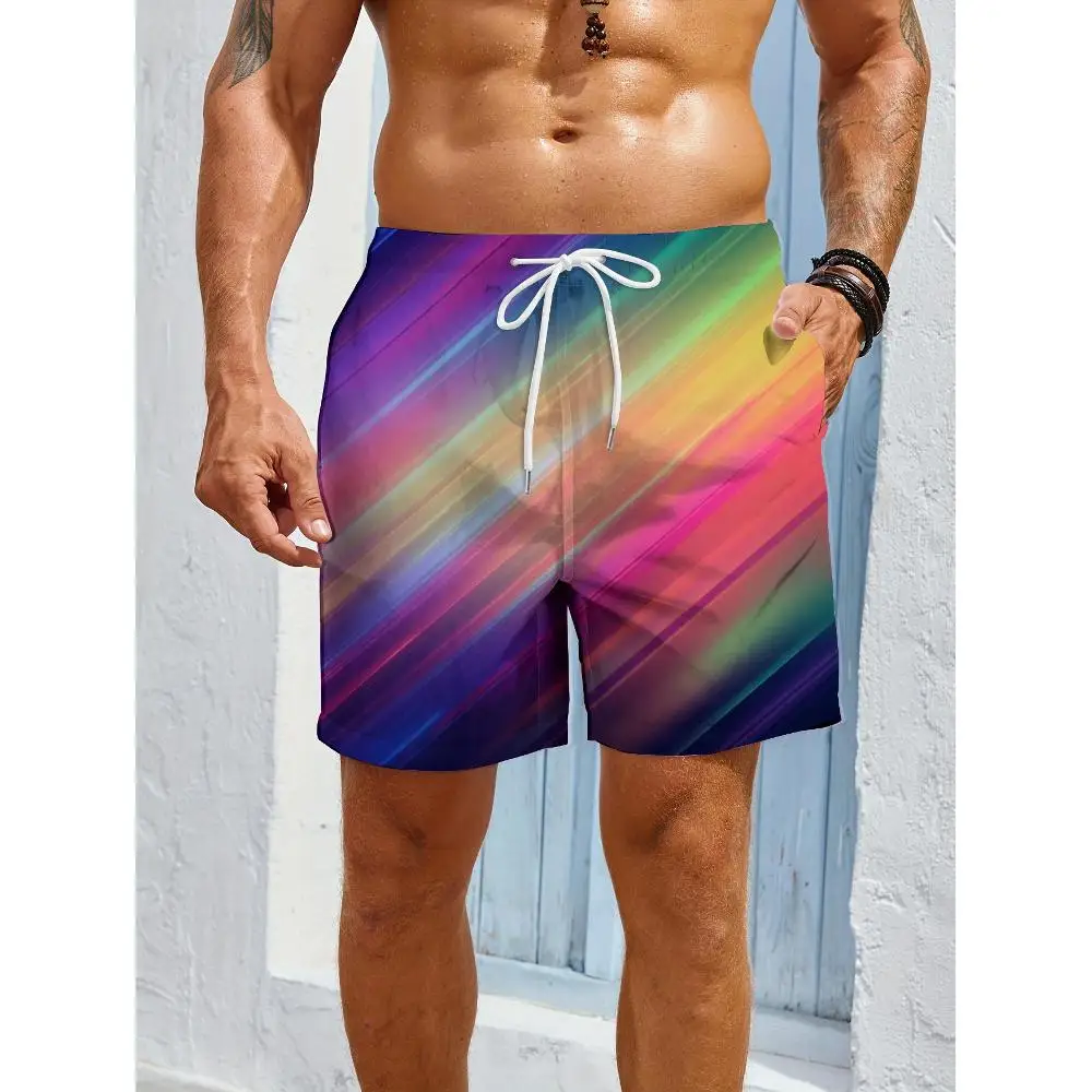 1pcs Men's Short swim trunks2026 Summer 3D Printed Short sleeve running cargo pants man Polyester Breathable Quick drying