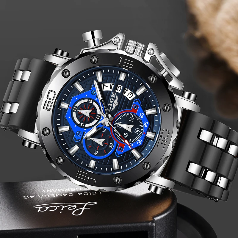 LIGE Brand Luxury Quartz Man Watches Fashion Business Silicone Strap Waterproof Luminous Watch for Men Casual Sport Reloj Hombre