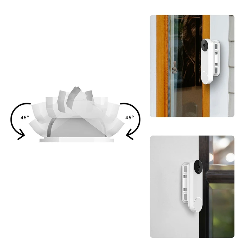 Angle Adjustable Doorbell Bracket Replacement Smart Video Doorbell Bracket Left Right 45 Degree For Google 2021 White