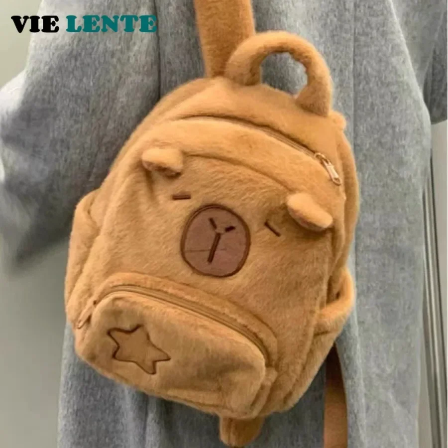 Student School Bag Capibala Plush Capybara Bag Casual All-match Fur Bag Large Capacity Backpack School Bag Mochila