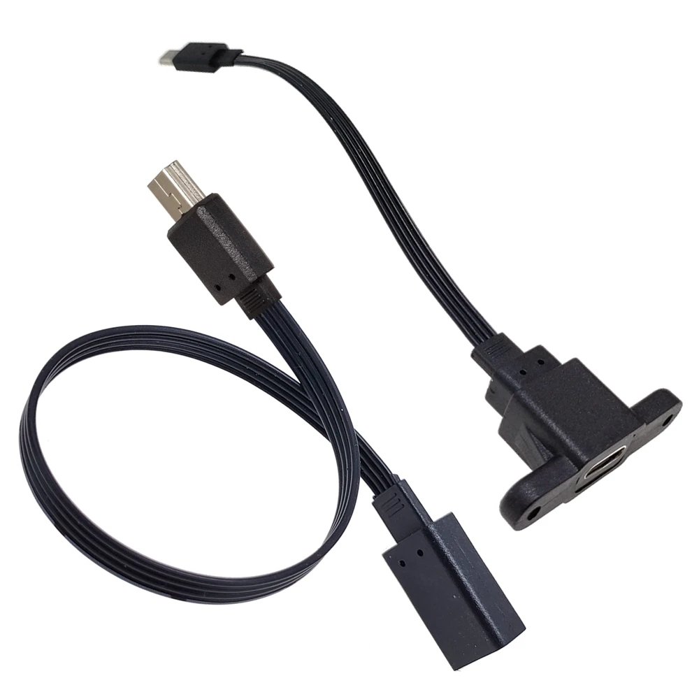 Cable de datos de carga hembra tipo c, adaptador de agujero de tornillo fijo, Mini USB, enchufes arriba y abajo, izquierda y derecha, 10cm, 20cm, nuevo