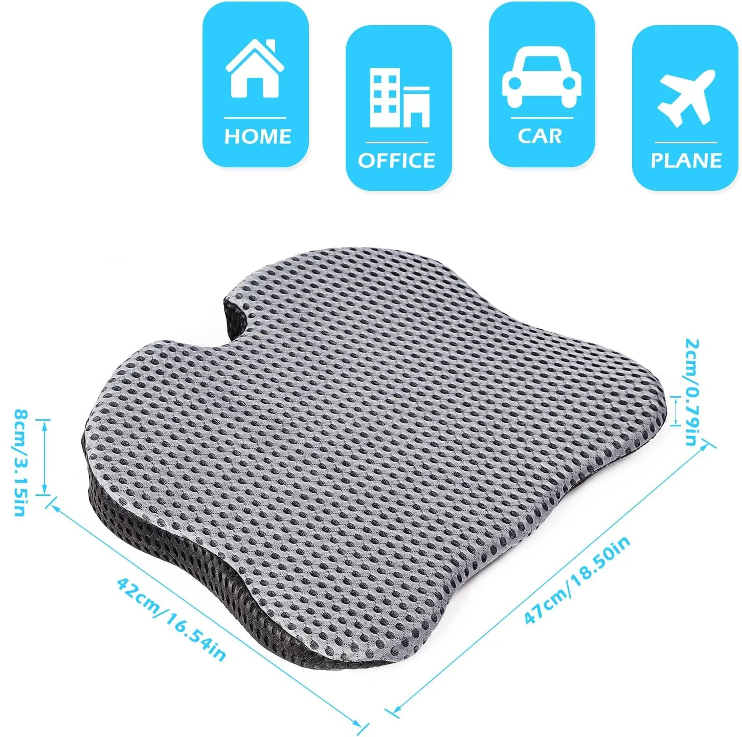 Car Wedge Seat Cushion Memory Foam Comfortable Seat Cushion-Orthopedic Support For Car Driver Seat Office Chair Wheelchairs