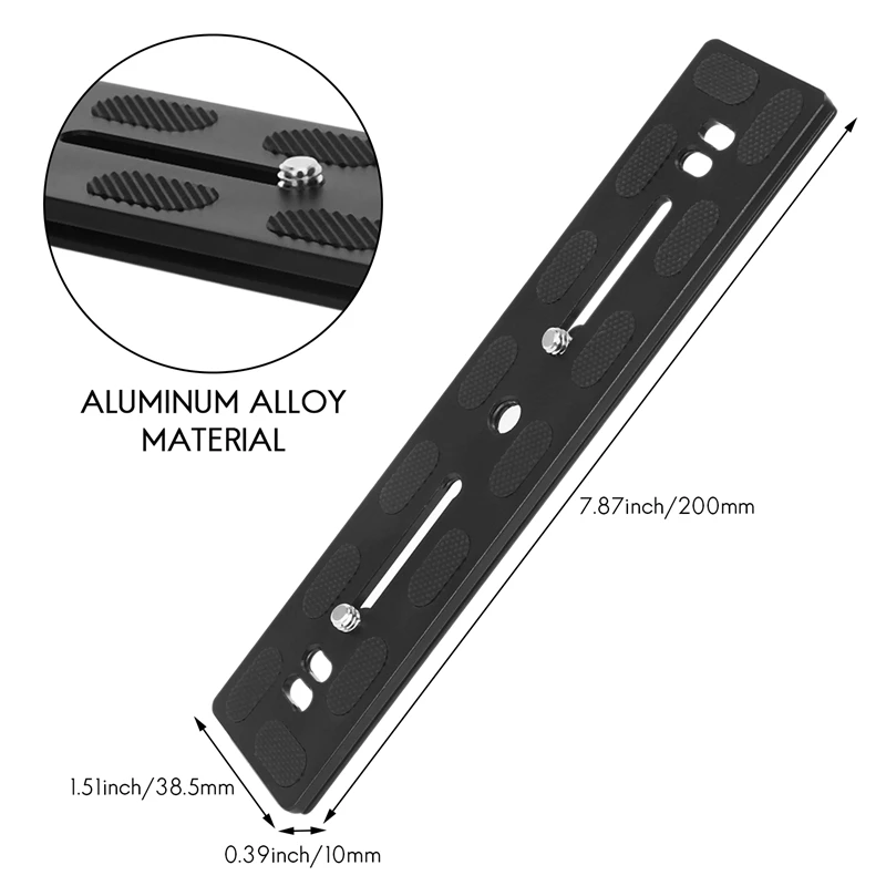 Piastra a sgancio rapido per fotocamera DSLR PU200 con vite universale da 1/4 di pollice con adattatore per vite per testa a sfera per treppiede