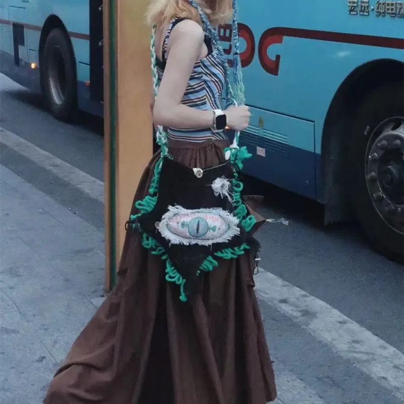 حقيبة كروس عصرية ذات تصميم خماسي مخصص بألوان متباينة وسعة كبيرة وكتف واحد للنساء عصرية