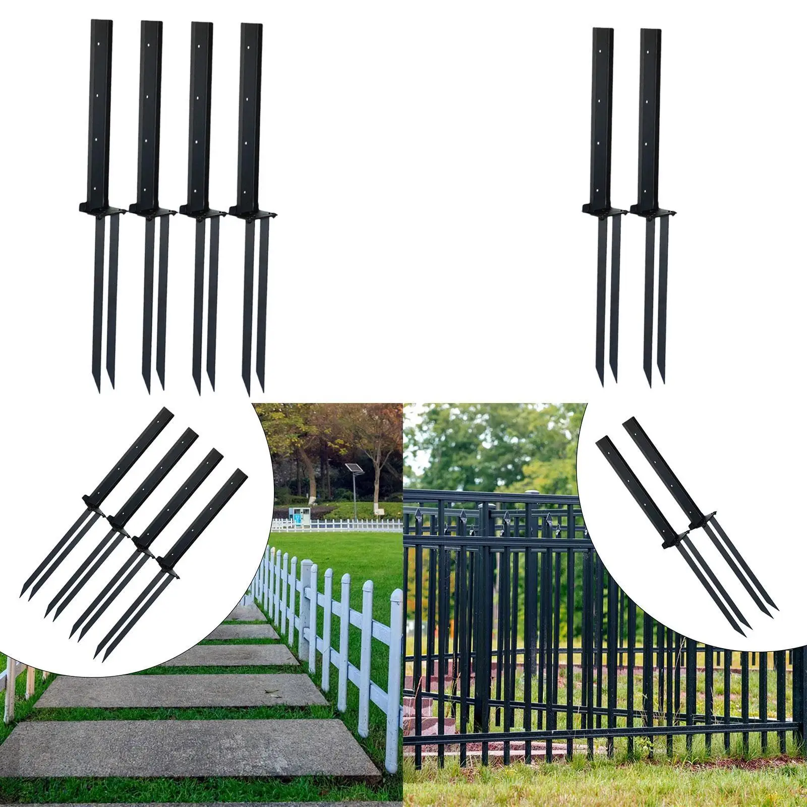 Iron Fence Post Repair Stakes Fence Post Anchor Stake Wear Resistant Ground Support Fixer for Tilted Broken Wood Fence Post