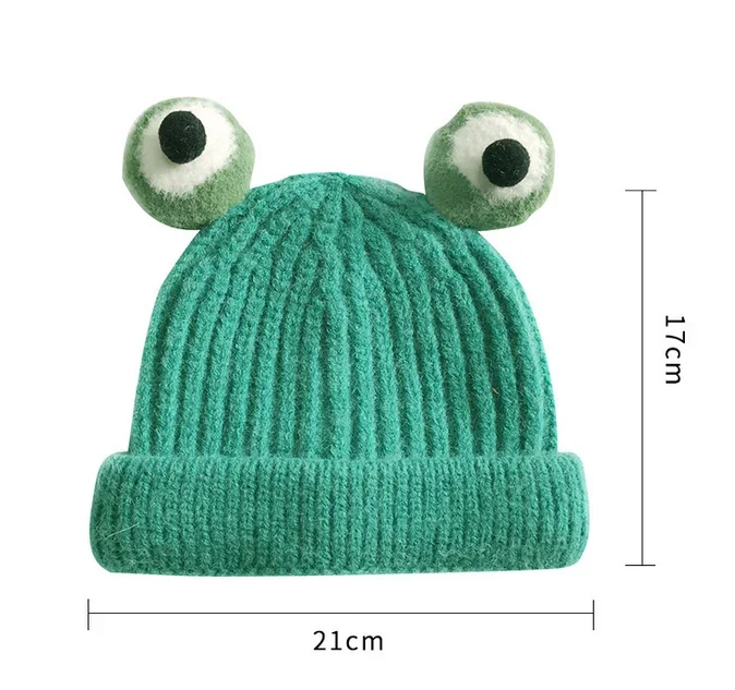 Candy Color Cute Frog Woolen Hats Kids Warm Knitted Caps Children Funny Cartoon Kawaii Bomber Hats Children Hat for Girls Boys