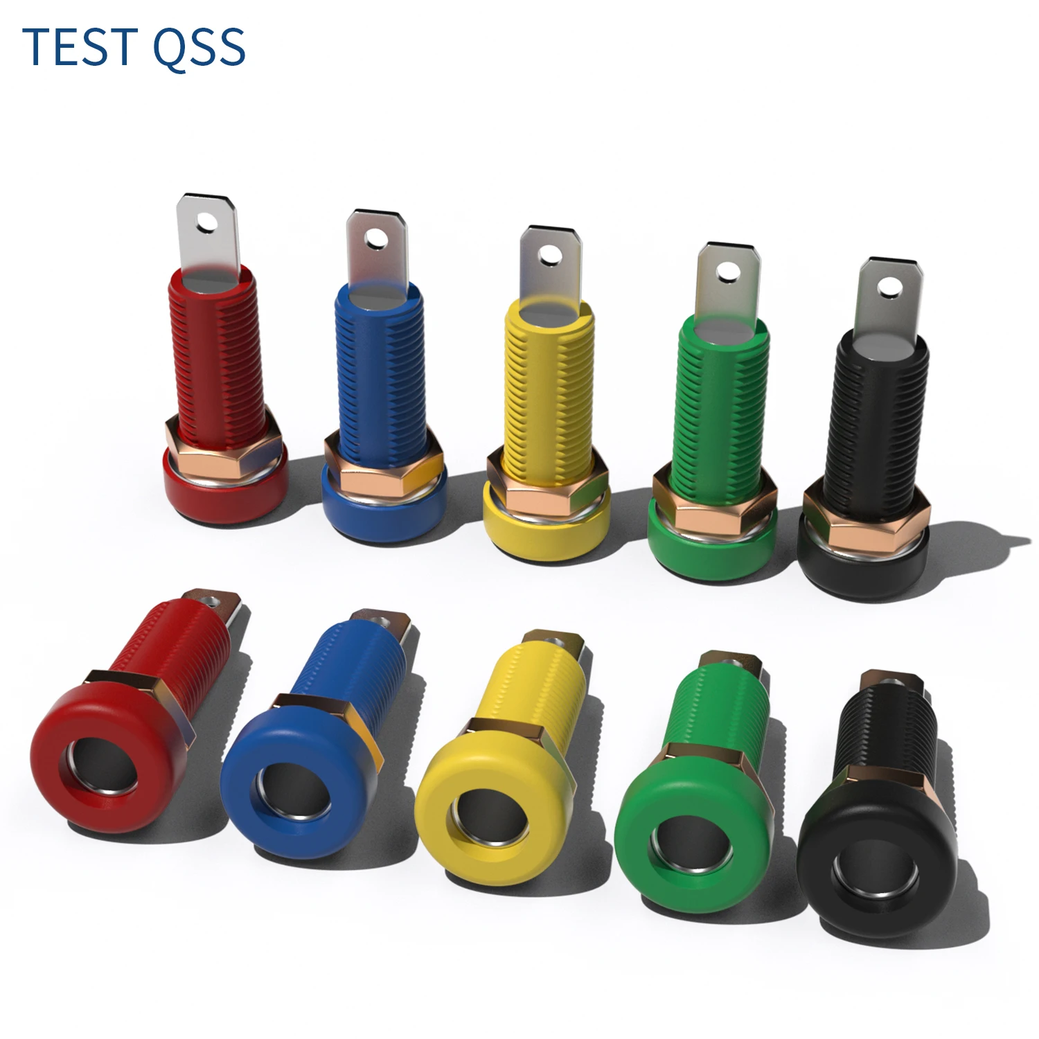 

QSS 10pcs 4MM Banana Socket Panel Socket Nut Banana Plug Jack Electrical Connector Terminal