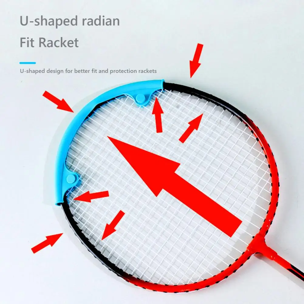 2 قطعة 17.5 سنتيمتر مضرب بدمنتون حامي U-شكل امتصاص الصدمات تعزيز الأداء الإطار الأمامي رئيس منحني كم حماية