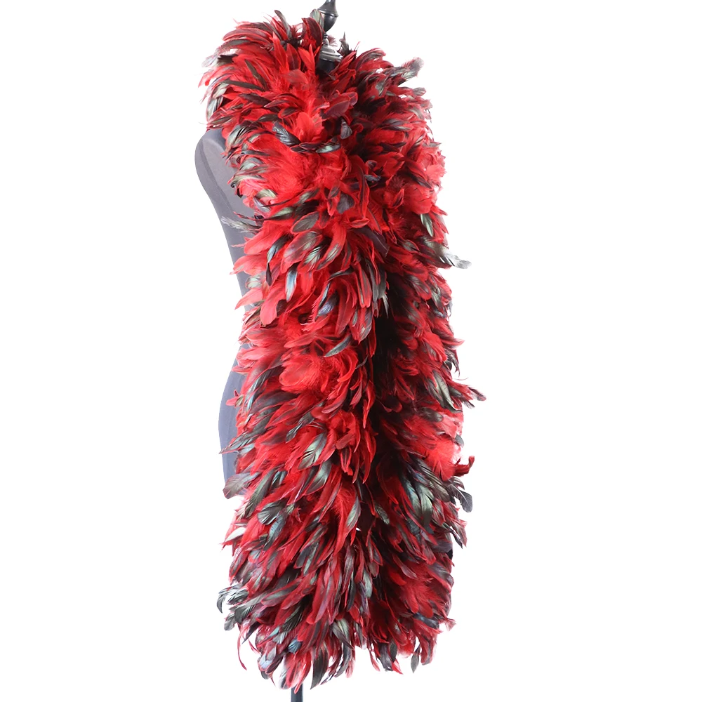 Plumes de poulet Boa, robe rouge, accessoires de décoration, vêtements épais de luxe, Costume de Festival de carnaval, plumes de loisirs créatives