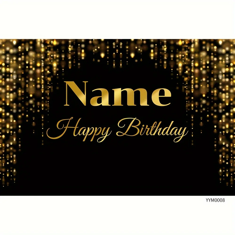 Custom name banner wedding photography backdrop black gold dots suitable for photography studio birthday party - view 4
