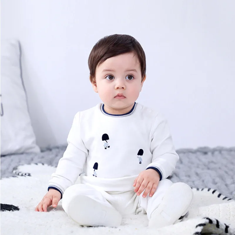 Newborn Baby Girl Clothes Sets 2023 Autumn Infant Top Pant Bottom Suit for Baby Boys Kids White Printed Cotton Children Outfits