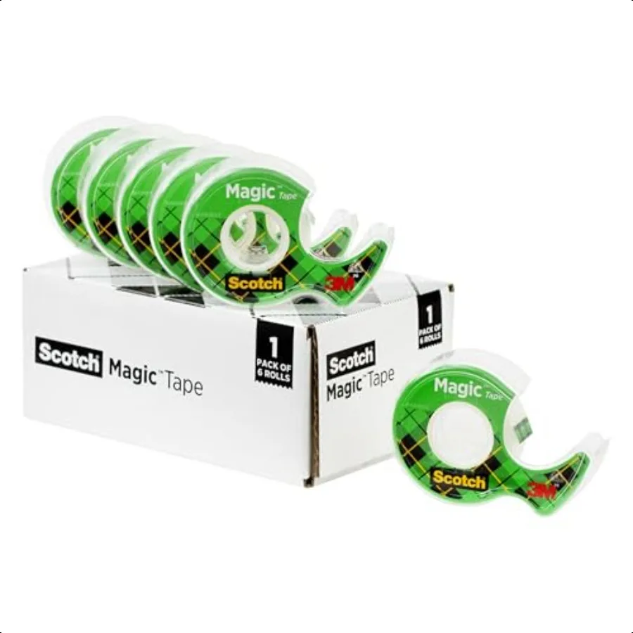 

Magic Tape Invisible Home Office plies and Back to School plies for College and Classrooms 6 Rolls with Dispensers