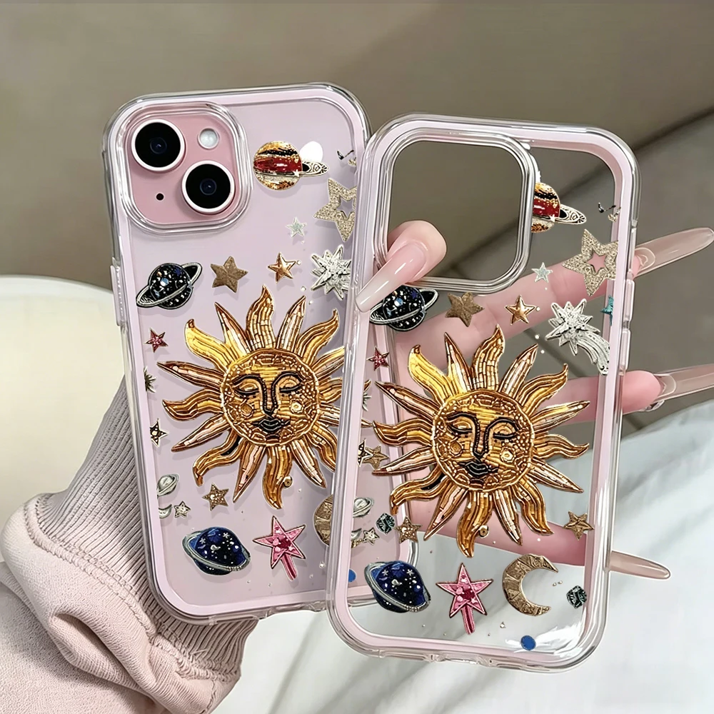 Luxuriöse Mond-Sternen-Transparente Handyhülle für Samsung Galaxy S26 Ultra S25 S24 Edge S22 S23 Plus FE A57 A54 A55 A53 A16 A15 4G 5G Cover – Detail 6