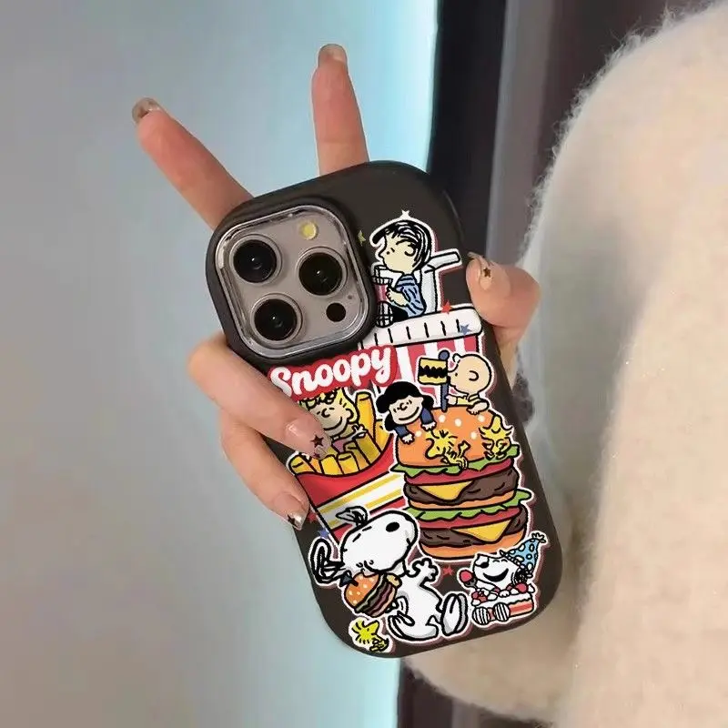 Snoopy Hamburger Phone Case For iPhone 16 15 14 13 12 11 Pro Max XR XS MAX 7 8 PLUS MINI Y2K Shockproof Bumper Cover