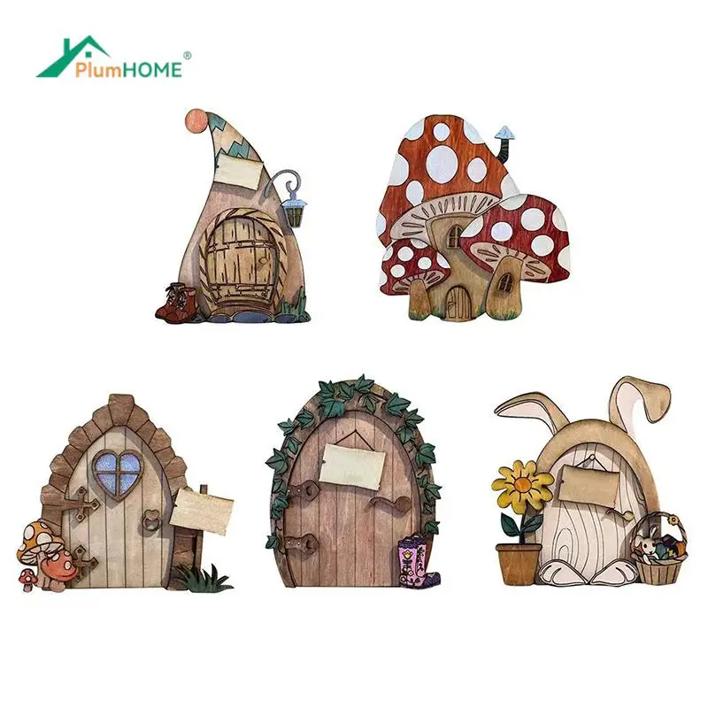 Fairytales Wood Door Miniature Fairy Gnome Window Door Elf Home Garden Yard Art Sculpture Outdoor Fairy Elf Door Craft Kits