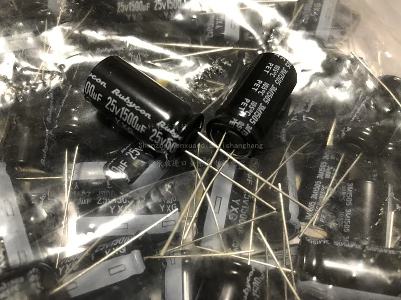 10 peças novo rubycon yxg 25v1500uf 12.5x25mm 105 graus 1500uf/25v alta frequência baixa resistência e longa vida yxg 1500uf 25v