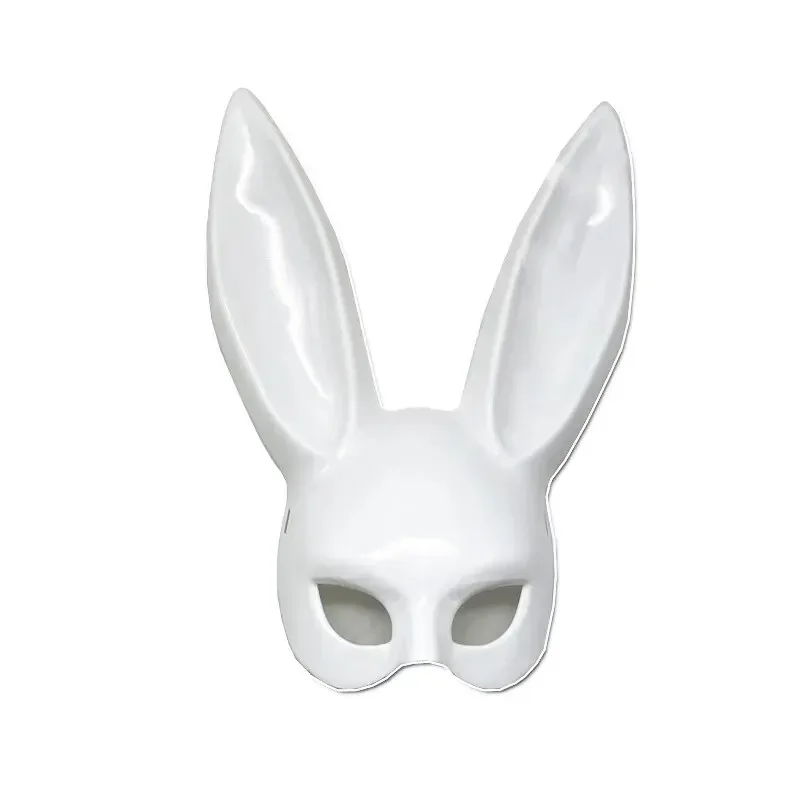 1 Uds. Máscara de conejo negro blanco decoración de fiesta de Halloween fiesta longues oreilles lapin máscara de conejo disfraz Cosplay
