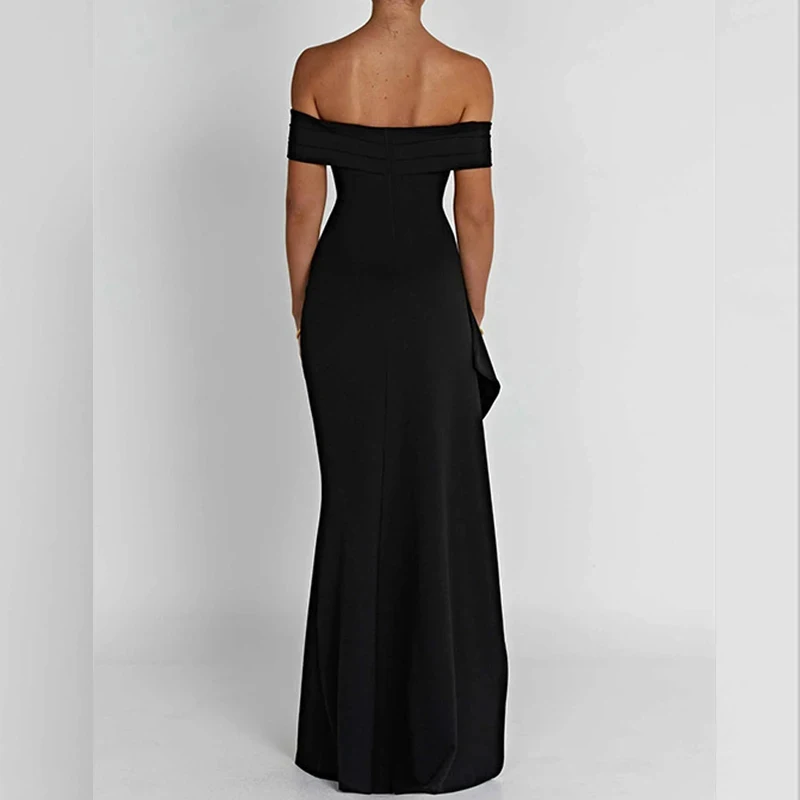 Elegant One Shoulder Split Dress Elegant Party Evening Dress Casual High Waist Knitted Open Back Sexy Dress
