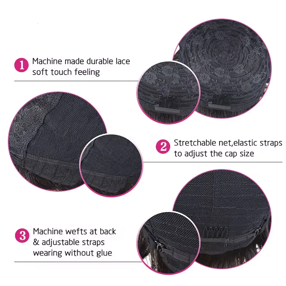 عابث قطع الباروكات شعر الإنسان جاهز لارتداء مستقيم الطبقات شعر بشري قصير الباروكات 6 في الأسود عابث قطع شعر مستعار غلويليس شحن مجاني #6