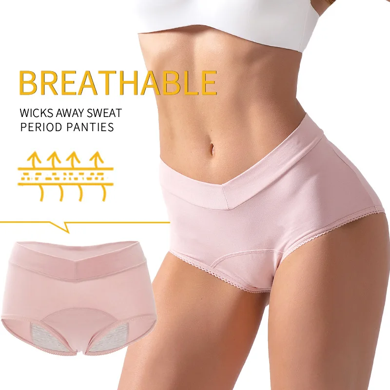 Bragas fisiológicas de algodón para mujer, ropa interior Menstrual de talla grande, a prueba de fugas, higiénicas, antibacterianas, L-5XL