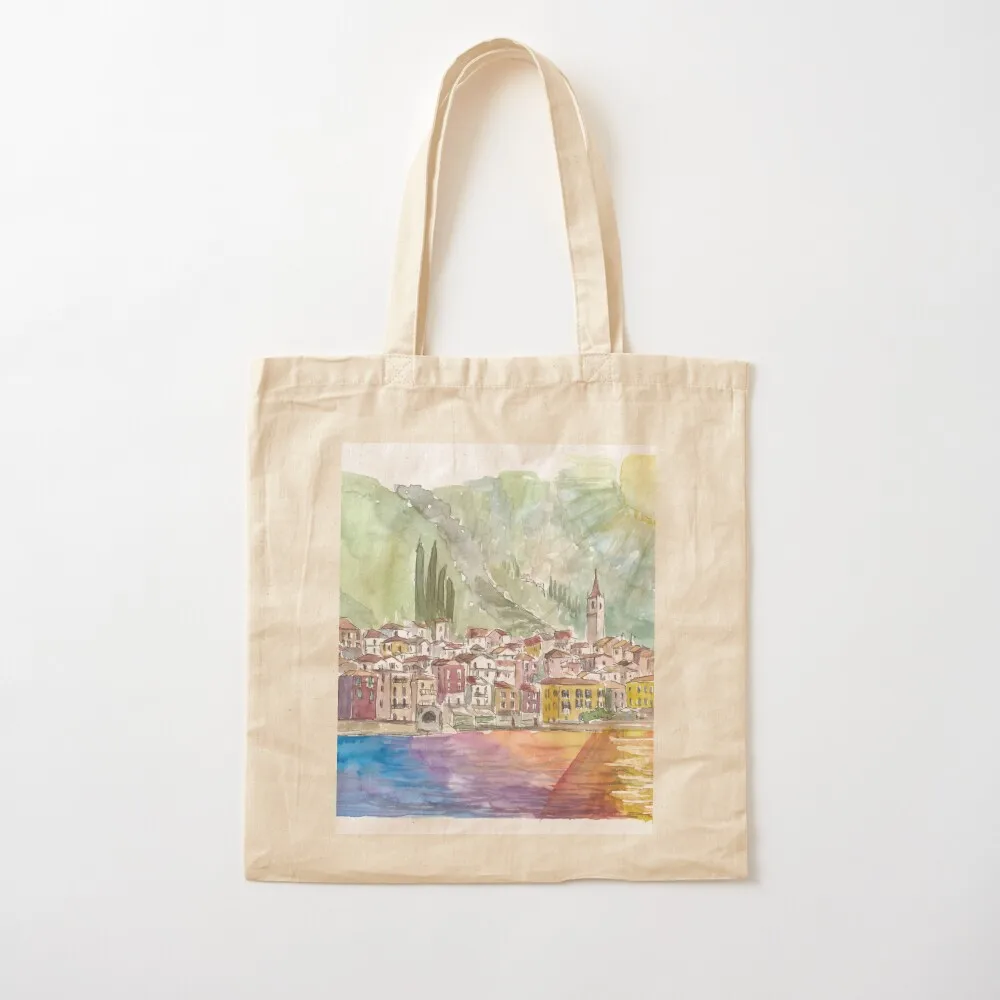 

Varenna Lake Como Famous Lakefront View Tote Bag canvas tote canvas tote bags Cloth bag Canvas bag