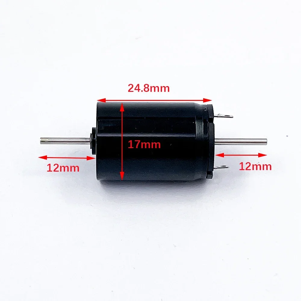 Micro 17mm*25mm 1725 Coreless Motor Strong Magnetic Double 12mm Long Shaft DC 12V 12000RPM High Speed for Toy Model HO Slot Car