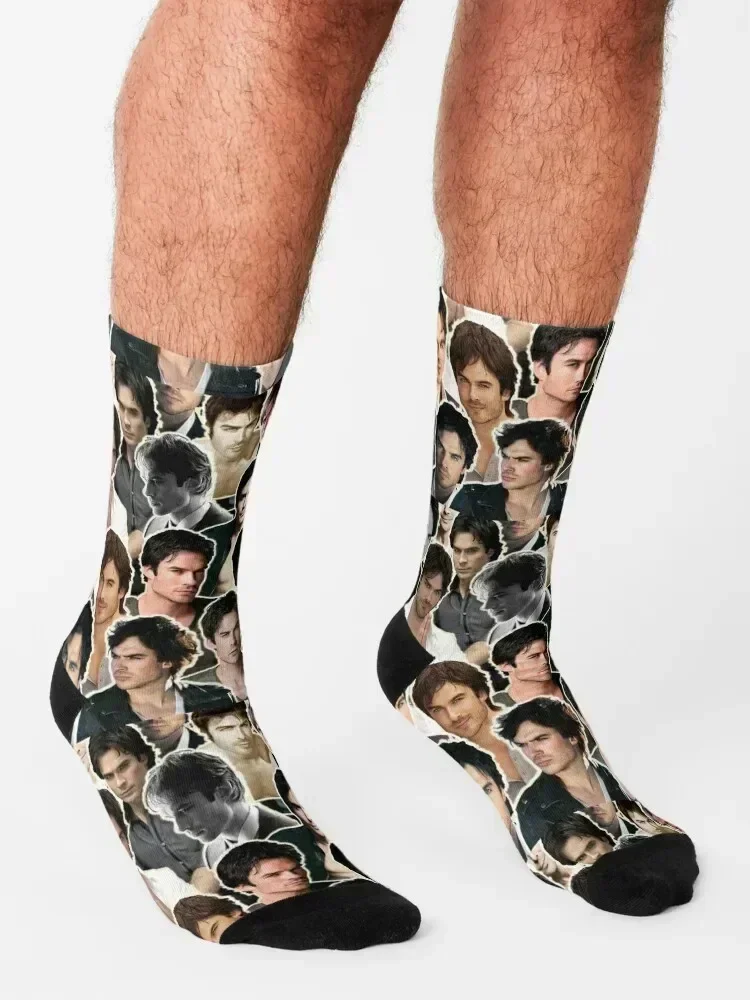Ian Somerhalder collage Damon - Sagittarius Socks hockey compression colored anti slip football Socks Men Women's