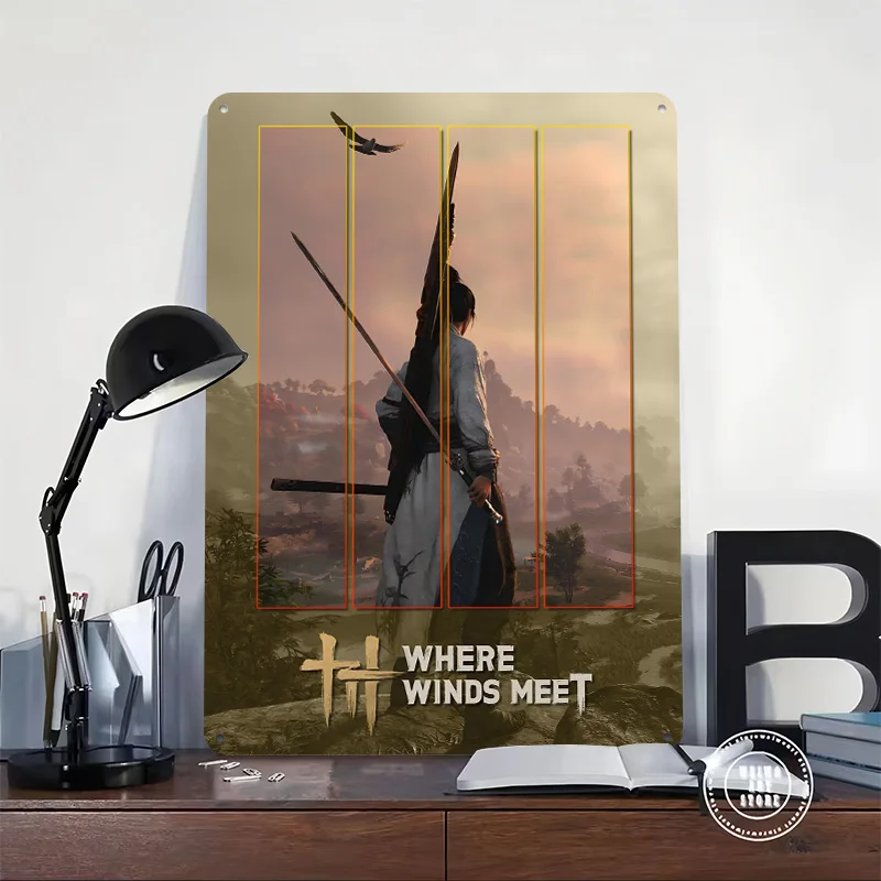 Where Winds Meet Game Tinplate Poster Customized Wall Art Vintage Metal Signs Retro Tin Plaque for Home Decoration Ornaments