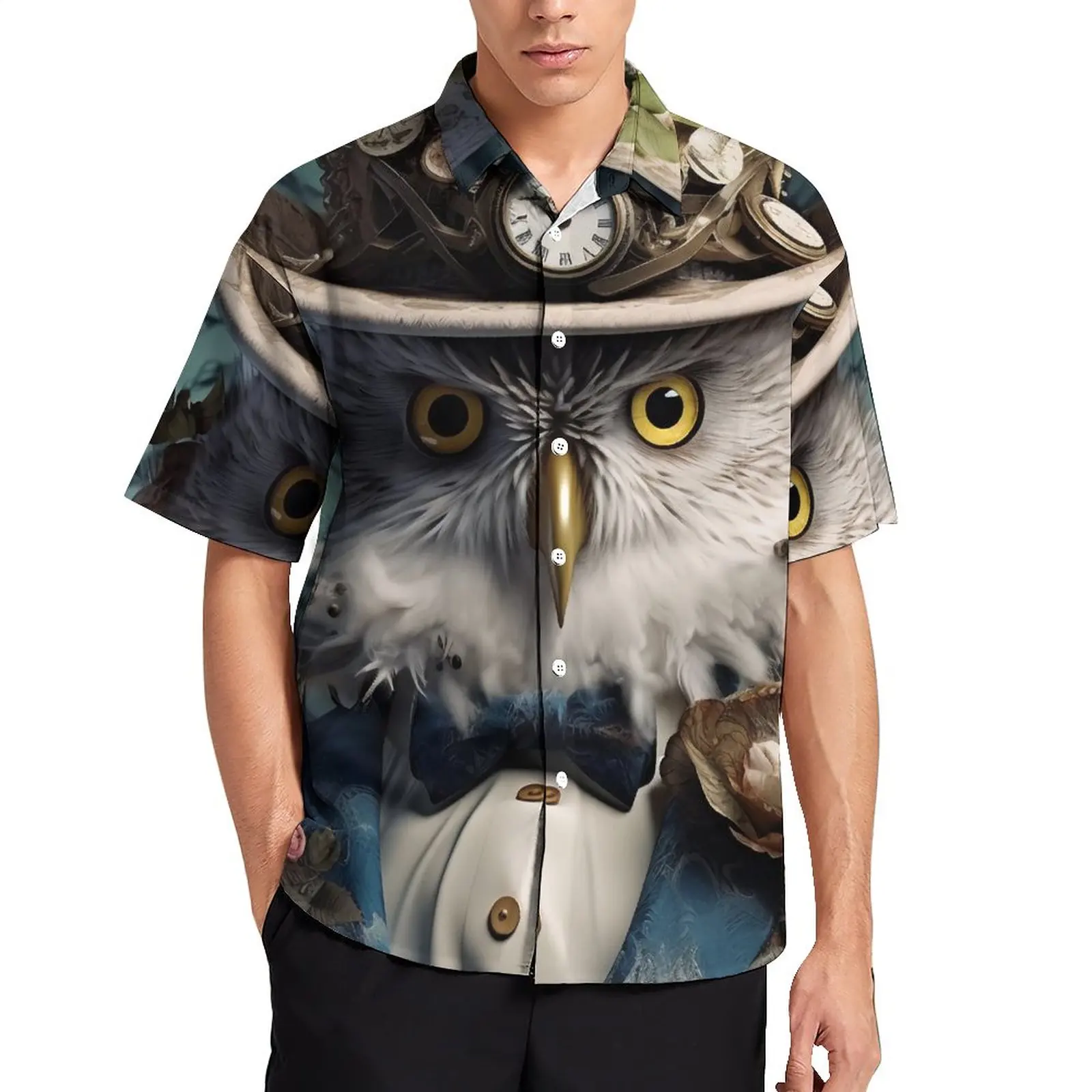 

Owl Social Casual Shirt Luxury Amazing Clothing Beach Loose Summer Streetwear Blouses Short Sleeve Oversized Harajuku Clothing