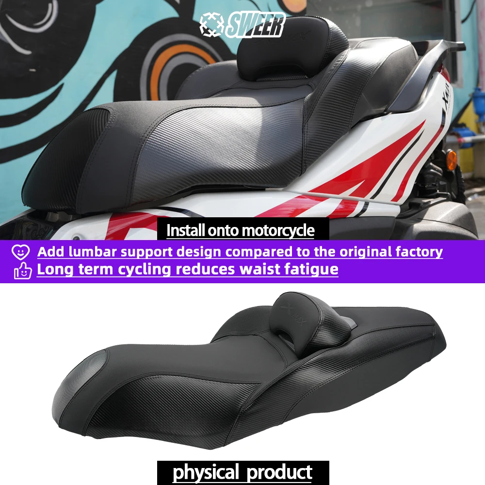 New Arrival Motorcycle Modified Comfort Seat Assembly With Lumbar Support Seat Height Riser Cushion Fit For Yamaha XMAX300 23‑26