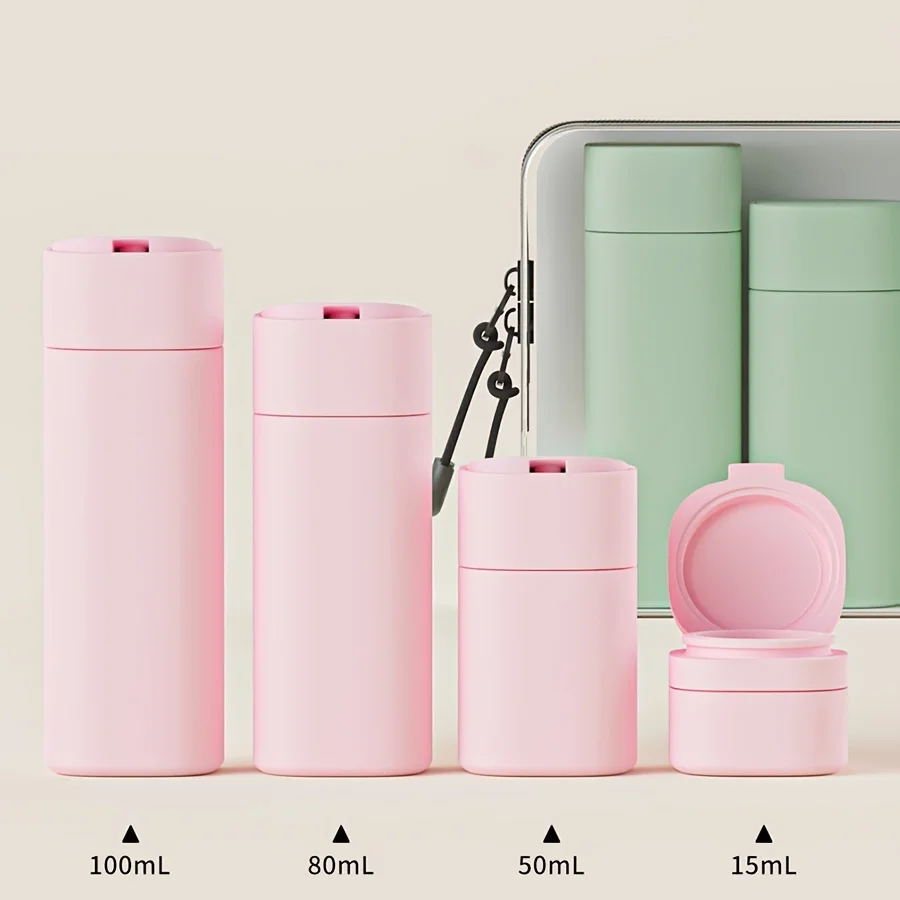 Silicone Travel Bottle Set - Leak-proof, squeezable container for shampoo, lotion and toiletries - Odorless