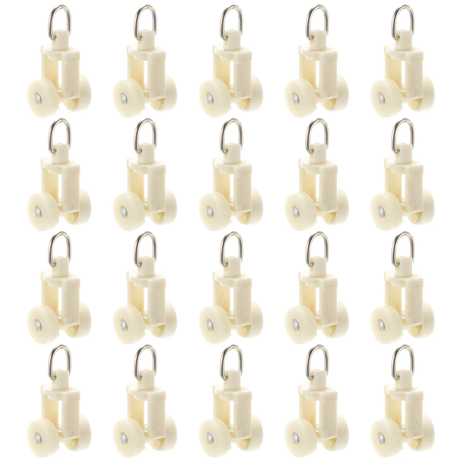 20Pcs Plastic Curtain Track Rollers Smooth Sliding Ball Hook Roller for Home Office Restaurant Bedroom Closet Sliding Doors