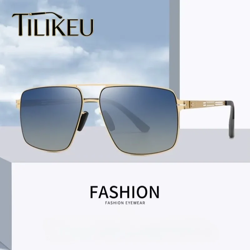 German Ultralight Screwless Nylon Sunshade Driving Fishing Polarized Sunglasses Men Classic Pilot Double Bridge Sunglasses UV400