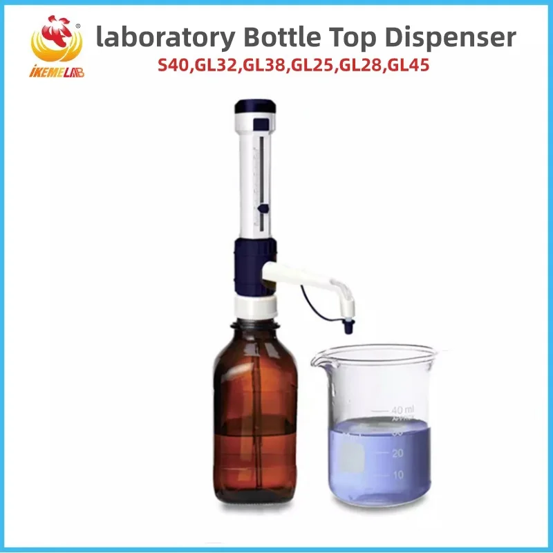 

IKEME Bottle Top Dispenser 0.5-50ml Lab Liquid Handling Adjustable Large-Autoclavable Volume Lab Equipment Bottle Top Dispenser