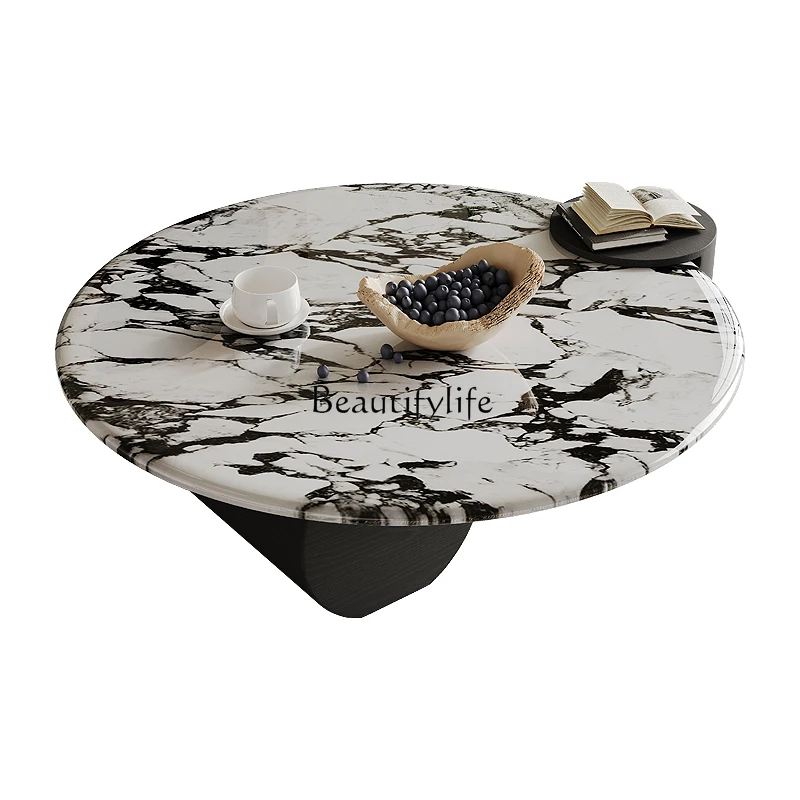 

*French marble coffee table living room household small apartment retro round table