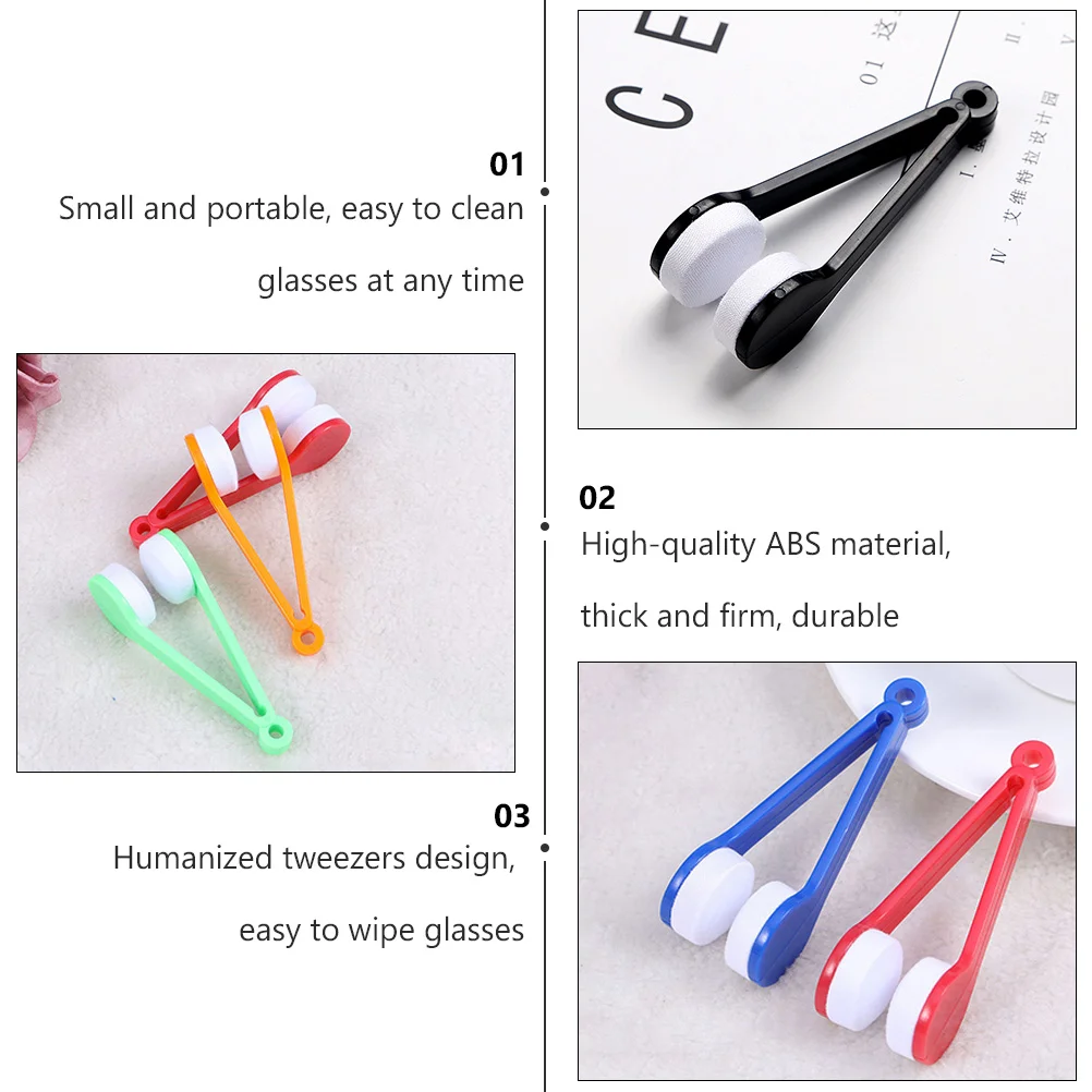 4 Pcs Glasses Cleaning Wipe Durable Cleaner Portable Eyeglasses Brush Spoon Fiber Mini