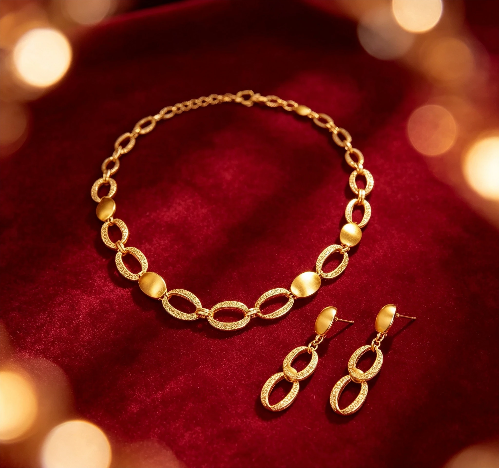9999 Pure Gold real gold Fashion temperament Joker Brushed Necklace Circle Ring Giving a gift to friend