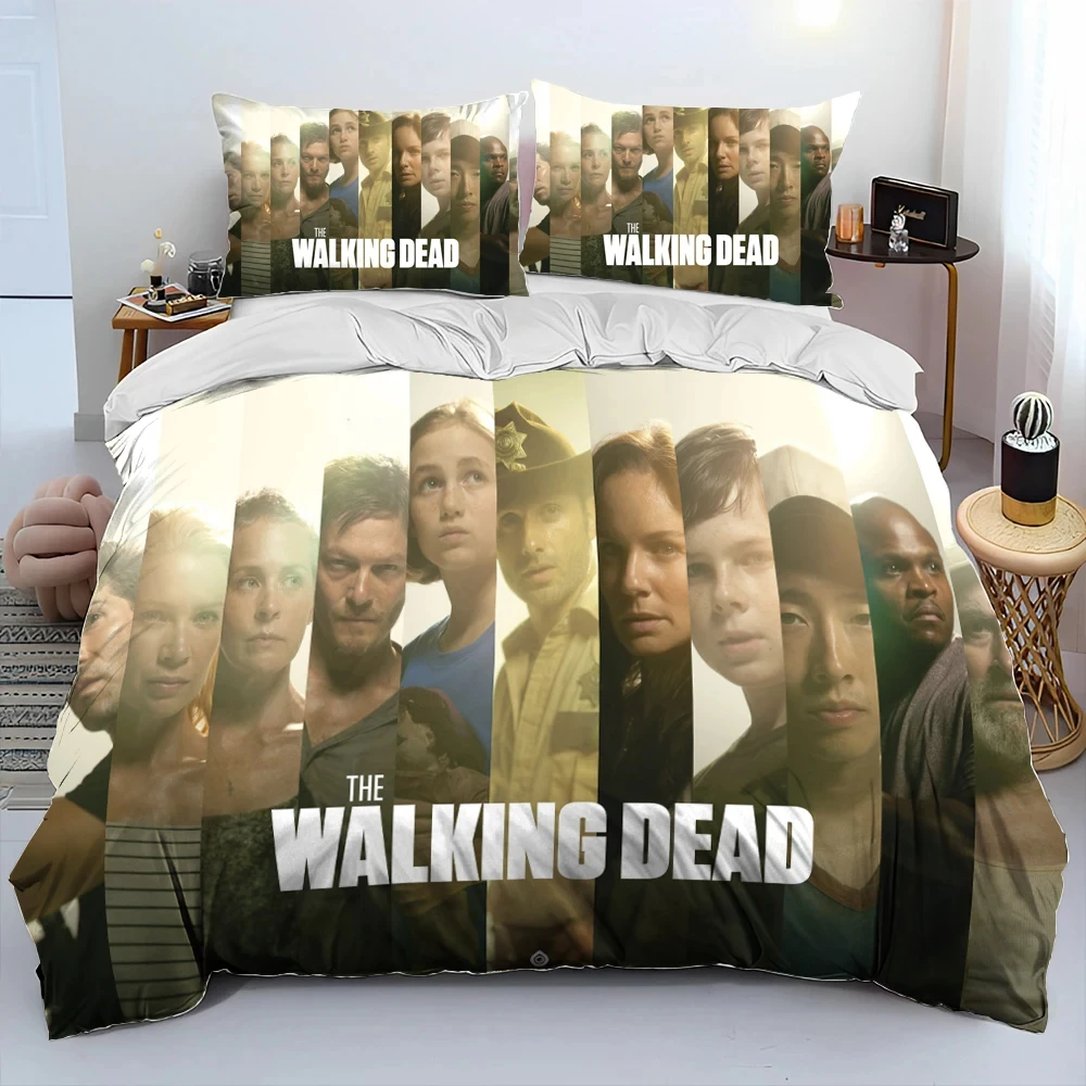 Horror TV The Walking Dead Lincoln Bedding Set Duvet Cover Pillowcase King Queen Size Duvet Cover Bed Set Quilt Cover Pillowcase