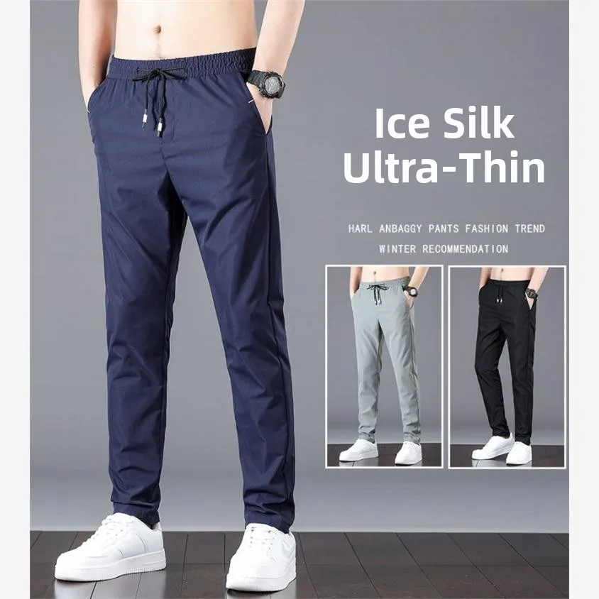 

Men's Fitn Sports Trousers Spring Casual Long Pants Youth Vitali Sle Straight Leg mid Waist Summer Thin Material