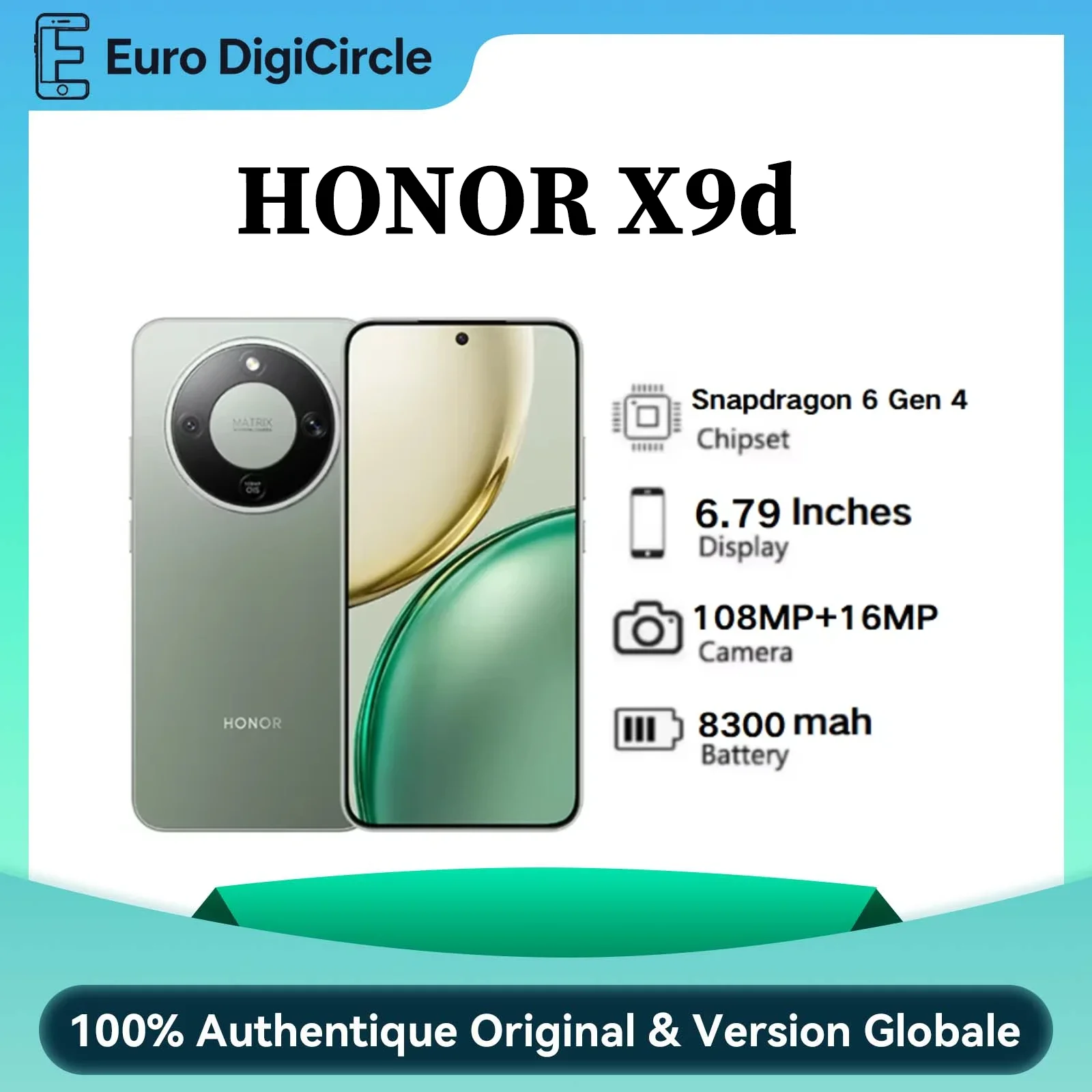 HONOR X9d version globale, écran 6,79" AMOLED, batterie 8300 mAh, appareil photo 108 MP, NFC