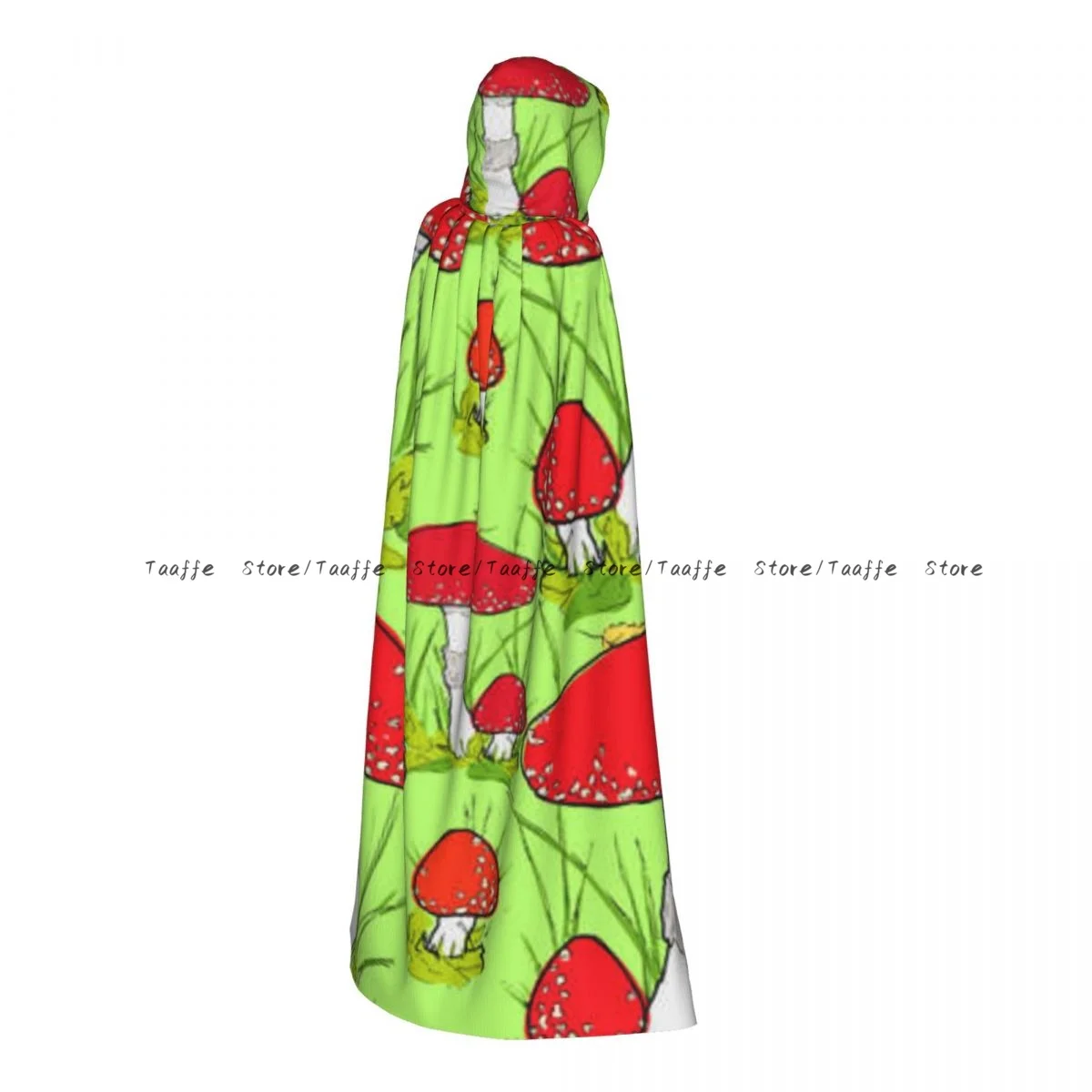 Medieval Halloween Cosplay Cloak Hooded Coat Red Fly Agaric Mushrooms Cape Coat Long Trench Costume Wizard Cloak