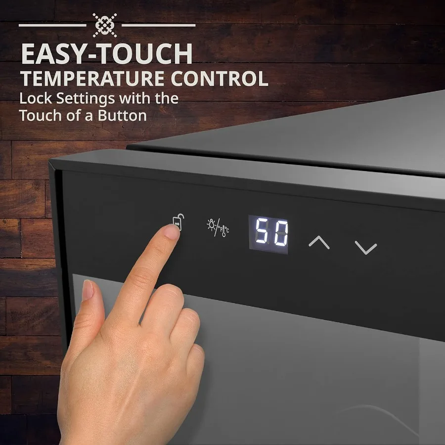 Refroidisseur de vin à compresseur de 16 bouteilles, réfrigérateur avec serrure pour le stockage de Champagne rouge blanc et de vin mousseux, grand W autoportant